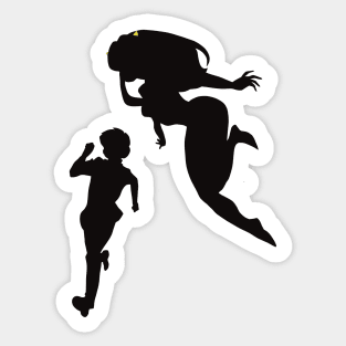 Urusei yatsura Anime characters silhouette Lum and Ataru (Black with White outline) Sticker